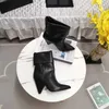 2022 Качественные сапоги с лодыжкой дизайнеры Y Металлическая каблука на каблуке ковкинга для женской обувь с высокими каблуками на высоких каблуках