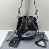 Evening Bags Bucket Motorcycle Bag Le Cagole Handbags Purse Drawstring Tote Bags Genuine Leather Detachable Zip Inner Pocket Women Crossbod