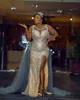 2022 ARABIC ASO EBI Silver Mermaid Sukienki Promowe cekinie