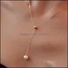 Pendanthalsband Cleavicle Pearl Pendant Halsband Justerbart mode Msee Pic Shellfish Necklace For Women Jewelry 0 7QF T2 Drop Del Dhrym