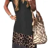 Casual Dresses V Neck Summer Elegant Women's For Women 2022 Lightweight All-match Leopard Print Long Dress Daily Life