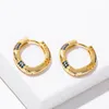 Orecchini a cerchio ESSFF color oro appeso ragazza moda donna alta qualità piercing cristallo blu zirconi cerchio cerchi femminili