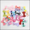 H￥rkl￤mmor Barrettes 100st/ Lot Mini Bow Hairgrips Kids Sweet Girls Solid Dot/ Stripe Printing Hair Clip Hairpins Styling Too Drop D DHD5M