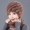 Bérets Winter Fur Hat for Women Russian Real tricot Cap Headgear Hempa Boneie Hats 2022 Brande de mode