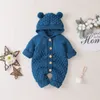 Rompers Autumn Dzieci kombinezon dla dziecka z kapturem dzianiny Born Boy Girl Romper Niemowlę Zimowe ubrania 3-24m 220919