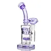 Narguilés en verre violet Fumer Pipe Ash Catcher Recycler Plates-formes pétrolières 14mm Joint Bubbler Heady Percolator Bongs à eau