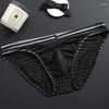 Slip Ice Silk Mens Briefs Bulge Transparent Panties Sexy Men Underwear Plus Size Intimates Mesh Summer Thin L / XL / XXL / 3XL Bikini