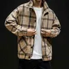 Men's Jackets Japanese Fashion Woolen Plaid Jacket Men's Spring and Autumn Casual Tide Brand Lapel Windbreaker Jacket Plus Size Clothes T220914