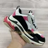 Triple S Chunky Casual Shoes Black White Metal Grey Platform Sneaker Beige Green Yellow Light Blue Cream Yellow Red Height Increase Men Women Dad Shoe