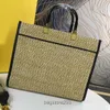 Straw Woven Shopping Bag Beach Handbag Embroidery F Letter Shoulder Bags Tote Classic With Removable Widen Strap Top Quality