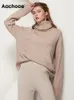 Suéteres de mujer Aachoae Otoño Invierno Mujer de punto de cuello alto de lana Casual Jersey básico Jumper Batwing manga larga suelta Tops 220916