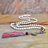Pendant Necklaces Rainbow Natural Stones Chakra Heartshaped Om Charm Tassel Necklace Women 108 Mala Rosary Knotted Jewelry1705458