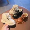 Laarzen meisjes mode herfst winter katoen met katoen geveed schoenen kleine jongens kort beige bruine zwarte kleur 220919