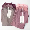 Camisas ativas Tees LL Mulheres Yoga Mangas Compridas Jaqueta Roupa Cor Sólida Nude Esportes Modelando Cintura Apertada Fitness Solta Jogging Sportswear para senhora