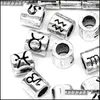 Metals Zinc Alloy Metals Mixed Zodiac Spacer Beads Fit Charm Bracelet Jewelry Making Findings Bead Diy Wholesale 60Pcs C3 Drop Deliver Dhzep