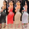 Casual jurken 2022 Trendy Summer Solid Braces Tule dames jumpsuit rok bodycon sexy feestjurk mouwloze diamantgesneden