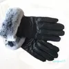 Guanti a cinque dita guanti in cuoio inverno e lana touch screen pelli di coniglio freddo