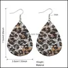 Dangle Chandelier Waterdrop Cut Out Leopard Print Leather Dangle Earring For Women Fashion Sier Plated Hook Drop Trendy Jewelry Deli Dhbon