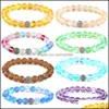 Pärlsträngar kvinnor män mode naturliga flash sten pärlsträngar armband 8mm 6mm polska frostade colorf kristall glaspärlor zirco dhrel