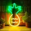 LED Neon Sign Night Light USB Powered Banana Cactus Ananas Coconut Tree Love Popsicle Hello Rose Backplane Lights per arredamento camera da letto