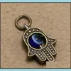 Charms 90pcs Hamsa Hand Blue Eye Bead Kabh Good Luck Charm hanger sieraden Diy Fit armbanden ketting oorbellen 18,2x12,8 mm 3 Color Dro Dhwtg