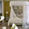 Mosquito Net Luxury White Princess Style Landing U Type Guide Rail Stainless Steel Frame Bedding Sets Room Decoration