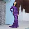 Casual Dresses Women Vintage Elegant Wedding Sequin Maxi Party Dress Female Long Sleeve Gold Crew Neck Evening Banquet