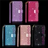 Bling Glitter Sparkly PU Leather Flip Phone Cases for iphone 14 11 12 13 Pro Max Xr Xs 7 8 With 9 Card Holder Magnetic Protective Cover