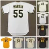 GlaC202 Pittsburgh Vintage Baseball Jersey 41 JERRY REUSS 1978 45 JOHN CANDELARIA 1976 47 FRANCISCO LIRIANO 1970's 54 RICH GOSSAGE 1977 55 RUSSELL