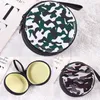 Storage Bags Headphones Box Zippered Coin Case Memory Card Organizer Round Shape Camouflage Series 1Pcs Tinplate Multifunction