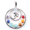 Natuurlijk 7 Chakra Stone Pendant Mediterende figuur Choko -ronde voor sieraden maken DIY kettingaccessoires BN371