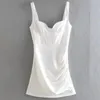 Casual jurken Maxdutti 2022 Franse stijl mode elegant puur wit strapless geplooide stratch sexy mini jurk zomertank vrouwen