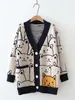 Malhas s malhas tees alegres desenhos animados gatos de malha cardigans jumper outono inverno feminino harajuku casaco de suéter o pescoço de manga longa cardigan 220919