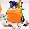 Borsa per caramelle per festival di zucca in velluto per feste Dolcetto o scherzetto Borsa per riporre il cioccolato con coulisse Decorazione di Halloween per bambino presente RRE14279