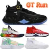 Zoom GT Run Sapatos de basquete masculino branco preto metálico ouro multi time EUA TIY Dye Bright Green Ghost Fashion Moda Men