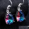 Dangle Chandelier Fashion Rainbow Colorf Natural Gem Dangle Earrings Ear Hook Women المجوهرات 4527