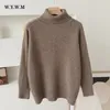 Women's Sweaters WYWM Turtle Neck Cashmere Sweater Women Korean Style Loose Warm Knitted Pullover Winter Outwear Lazy Oaf Female Jumpers 220916