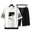 Men's Tracksuits Summer Men Casual Sets Harajuku Shorts Tracksuit T-shirtShorts Hip Hop Streetwear Sweat Suits Fashion Printing 220919