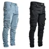 Jeans pour hommes Pantalons en coton décontractés Pantalons en denim multi-poches Cargo Mode Crayon Poches latérales 220919