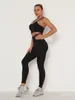 Tweedelige broek voor dames sets dunne tracksuit ademende beha lange mouw top naadloze outfits hoge taille push up leggings gym kleding sportpak 220916