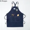 Aprons Fashion Canvas Kitchen For Woman Men Chef Work Apron Grill Restaurant Bar Shop Cafes Beauty Nails Studios Uniform 220919