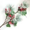 Decoratieve bloemen Wedding Home Plant Stengels Decoratie Red Berry Fake Branch Kerstdecor Kunstdeet Pine