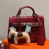 Borse da sera Borsa da donna Borsa a mano Borsa a tracolla a tracolla Vera pelle Modello coccodrillo Cinturino rimovibile Hardware argento Alta qualità