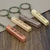 Creative Rectangular Wooden Keychain Pendant Beech DIY Blank Key Chain Fashion Accessories Christmas Gift