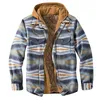 Quilted Lined Button Down Jackets Plaid Flannel With Hood Winter Fleece Casual Check Blouse Thick Warm Tops