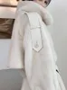 Fourrure pour femme Faux Lautaro Hiver Long Blanc Épais Chaud Doux Moelleux Vison Trench-Coat pour Femmes Double Boutonnage Style Britannique Mode 220919