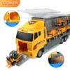DIECAST MODEL CAR BIG TRANSSION CAR TOYS Container Rier Truck Means 6PCS MINI GLOY GIFTS for Kids Boys 220919