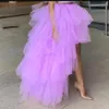 Chic Women Tutu High Low Tiulle Spódnica Wskaźniki marszczyków Asymetryczna suknia balowa spódnice Saia Faldas Custom Made Maxi Tutu suknia