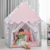 Speelgoedtenten grote kinderen tent 1,35 m wigwam vouwen kinderen tipi baby play huis meisjes roze prinses kasteel kinderkamer decor 220919