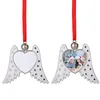 2022 Metal Heat Transfer Angel Wings Christmas Decoration Blank Red String Heart Shaped Pendant Gift